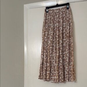Japna Tan Midi Pleated A-Line Skirt Resort